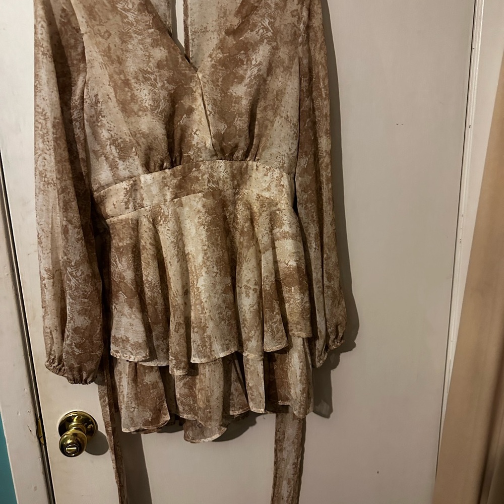 ILLA ILLA Black and Tan Textured Dress